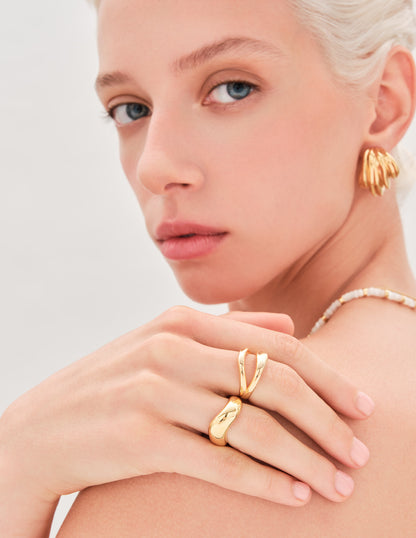 Smooth Split Stacking Ring In Gold