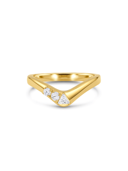 Pavé V-Shaped Cluster Ring in Gold