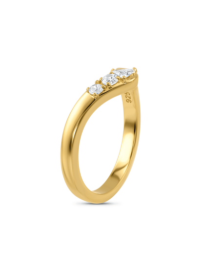 Pavé V-Shaped Cluster Ring in Gold