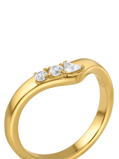 Pavé V-Shaped Cluster Ring in Gold