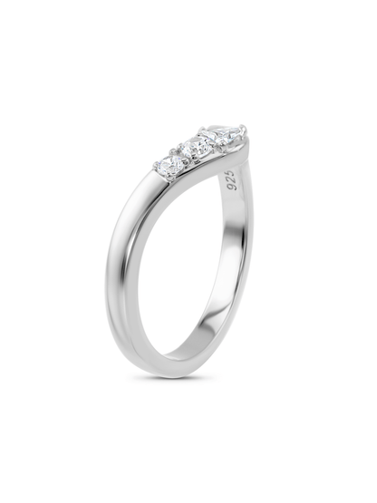 Pavé V-Shaped Cluster Ring in Silver