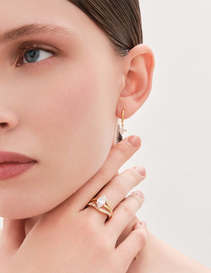 Pavé V-Shaped Stacking Ring in Gold