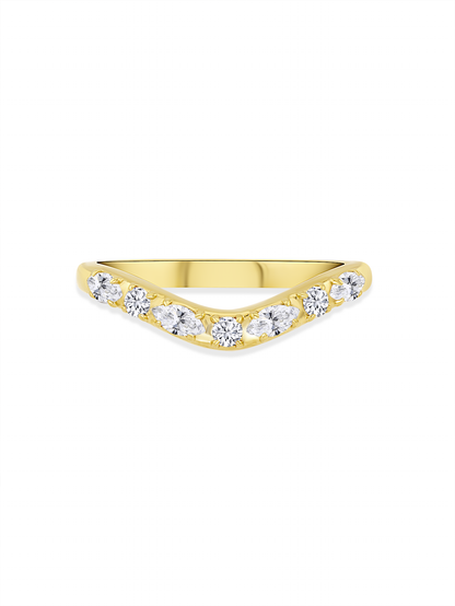 Pavé V-Shaped Stacking Ring in Gold