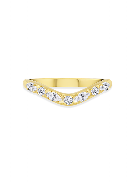 Pavé V-Shaped Stacking Ring in Gold