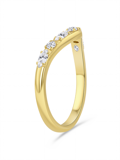 Pavé V-Shaped Stacking Ring in Gold