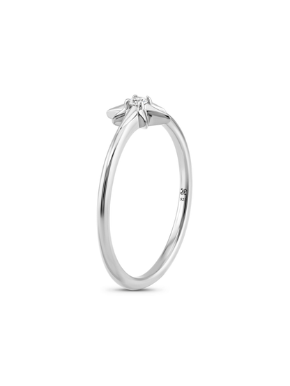 Celestial Star Crystal Stacking Ring In Silver