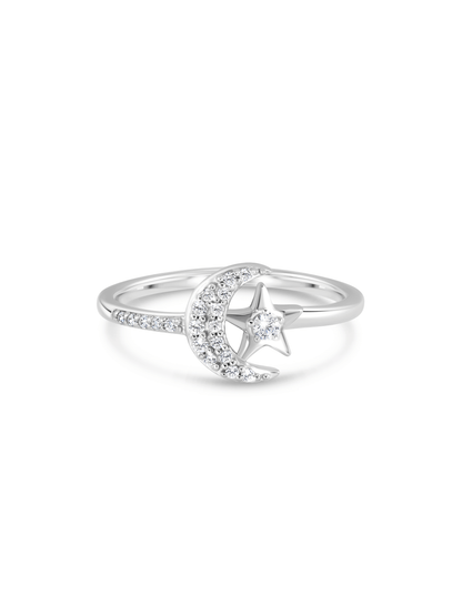 Celestial Moon & Star Ring in Silver