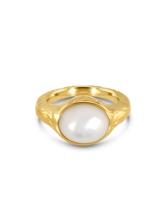 AURUM FRESHWATER PEARL SIGNET RING IN GOLD
