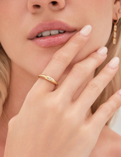 Oval Crystal Domed Ring in Gold