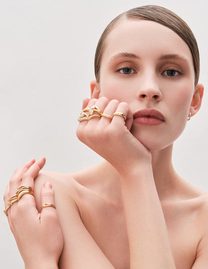 Oval Crystal Domed Ring in Gold