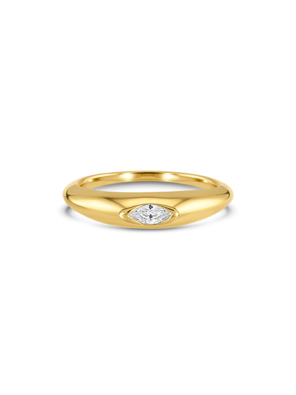 Oval Crystal Domed Ring in Gold