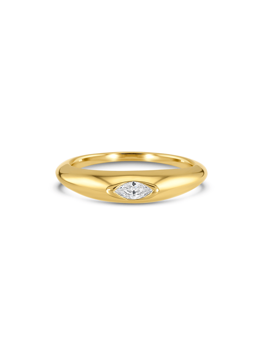 Oval Crystal Domed Ring in Gold