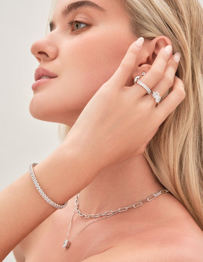 Double Crystal Ring in Silver