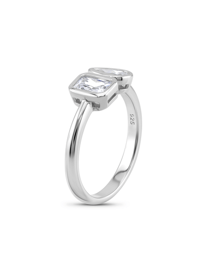 Double Crystal Ring in Silver