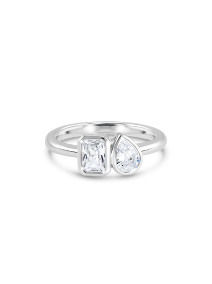 Double Crystal Ring in Silver