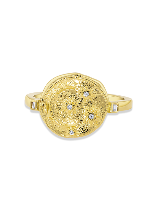 Celestial Coin Ring In Gold