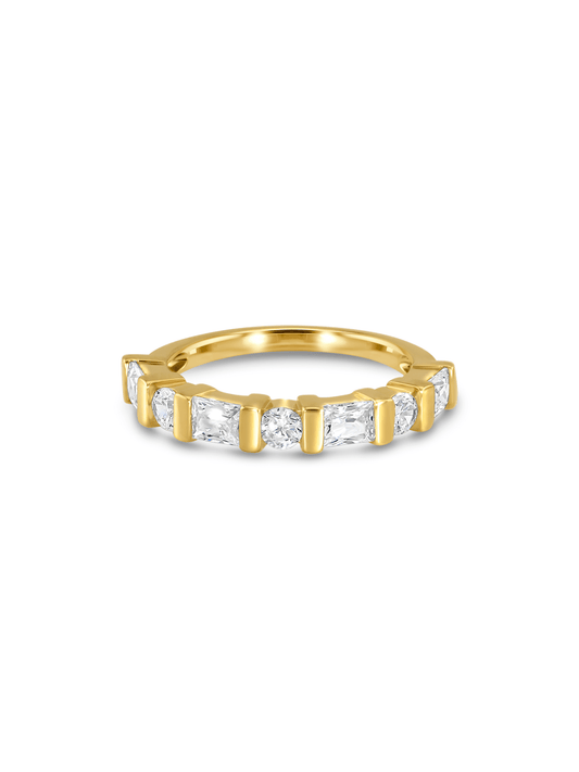 Half-Set Crystal Ring in Gold