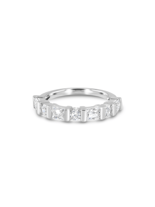 Half-Set Crystal Ring in Silver