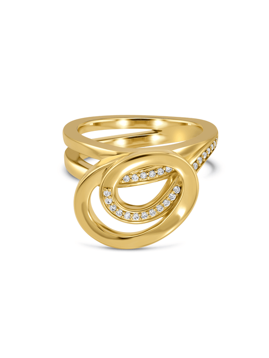 Entwined Knot Statement Pavé Ring in Gold