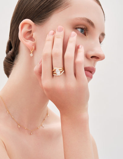 Marquise Crystal Stacking Ring in Gold