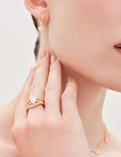 Marquise Crystal Stacking Ring in Gold