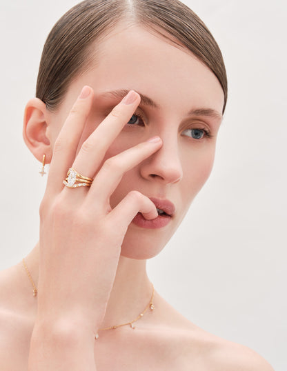 Marquise Crystal Stacking Ring in Gold