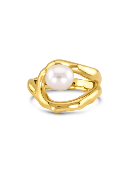 Pebble Pearl Open Pearl Ring In Gold