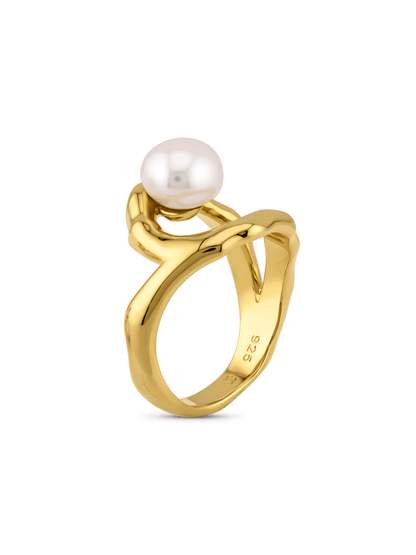 Pebble Pearl Open Pearl Ring In Gold