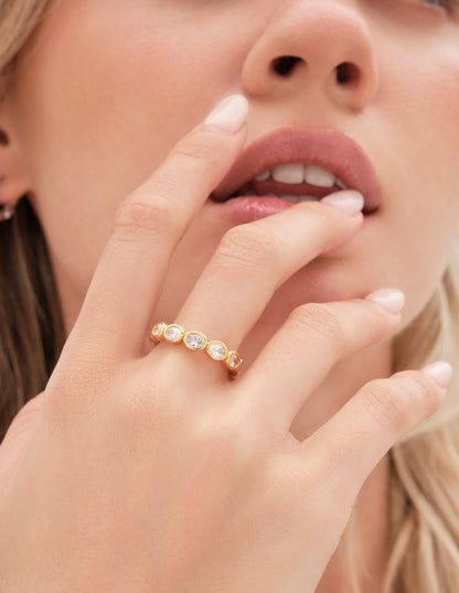 Oval Crystal Eternity Stacking Ring in Gold