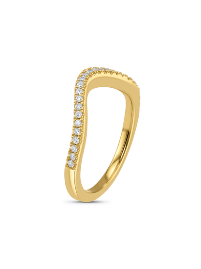 Pavé Wave Stacking Ring in Gold