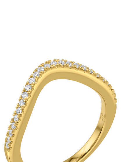 Pavé Wave Stacking Ring in Gold