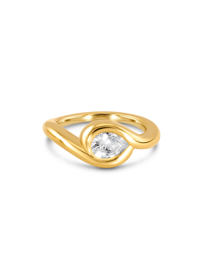 Pear Crystal Stacker Ring In Gold