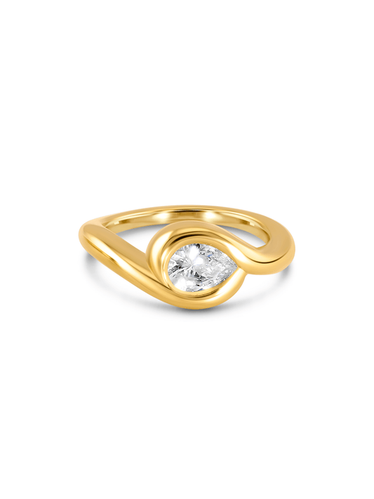 Pear Crystal Stacker Ring In Gold
