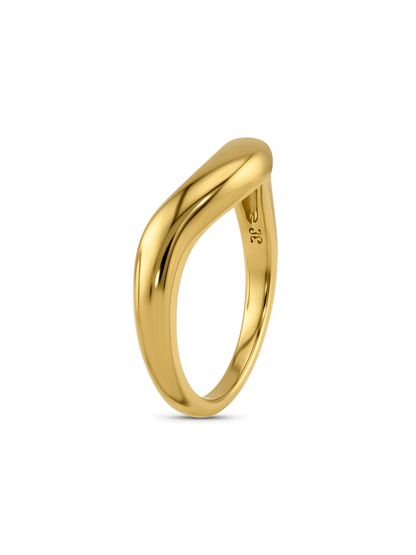 Pointed Wave Stacking Ring In Gold