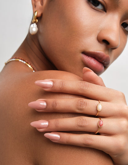 Semi-Precious Rhodochrosite Ring In Gold
