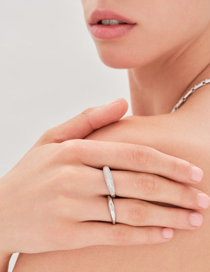 Thick Pavé Ring In Silver