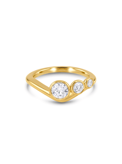 Triple Crystal Stacking Ring In Gold