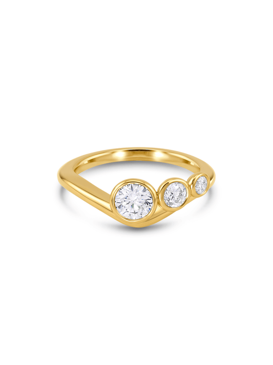 Triple Crystal Stacking Ring In Gold