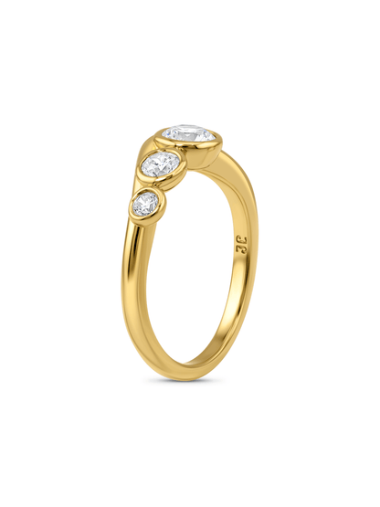 Triple Crystal Stacking Ring In Gold