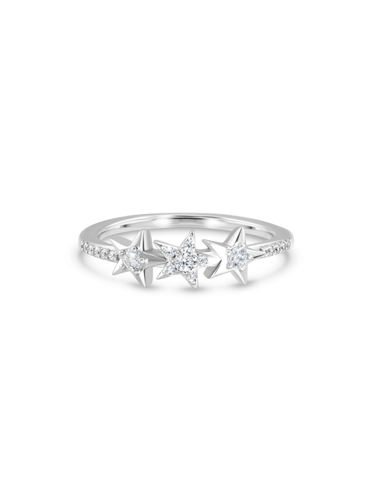 Celestial Triple Star Pavé Ring in Silver