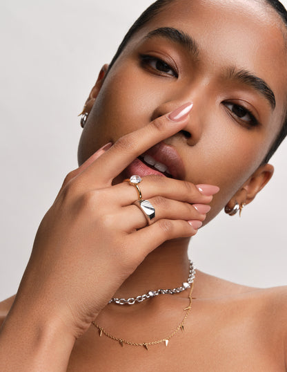 Tusk Pear Crystal Ring in Gold