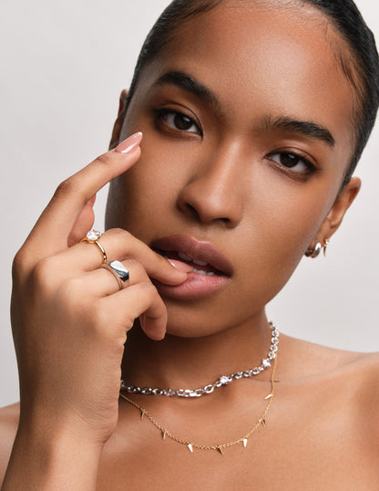 Tusk Pear Crystal Ring in Gold