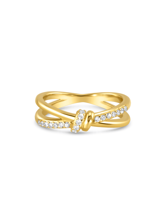 Pavé Knot Stacking Ring In Gold