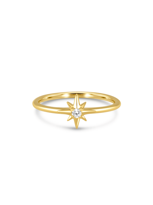 Celestial Star Crystal Stacking Ring In Gold