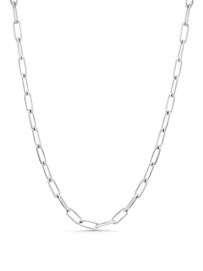 Knife Edge Link Chain Necklace In Silver