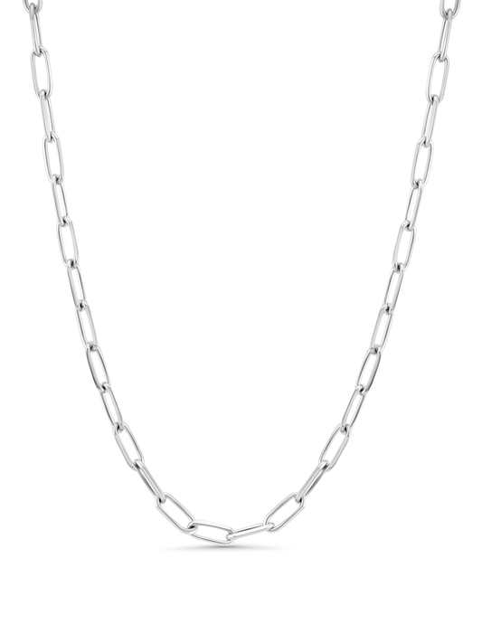 Knife Edge Link Chain Necklace In Silver