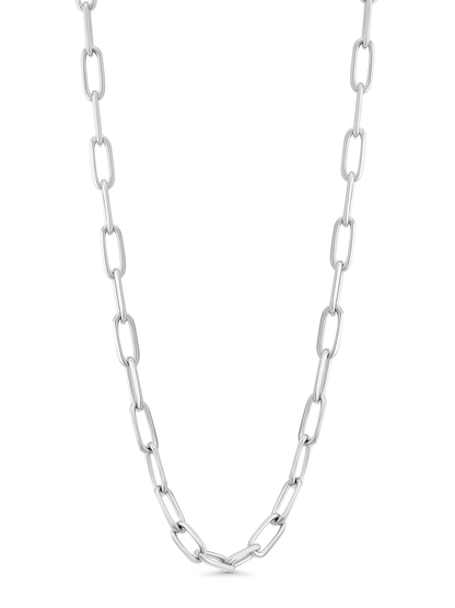 Knife Edge Link Chain Necklace In Silver