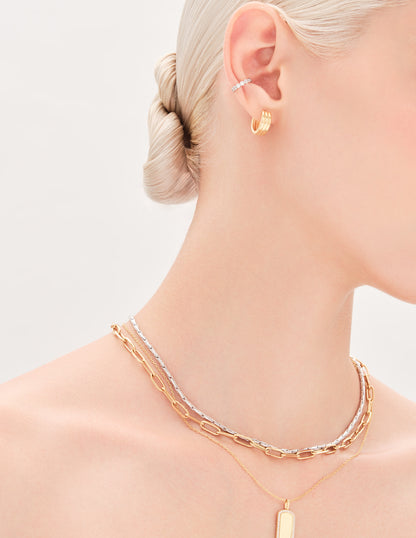 Knife Edge Link Chain Necklace In Gold