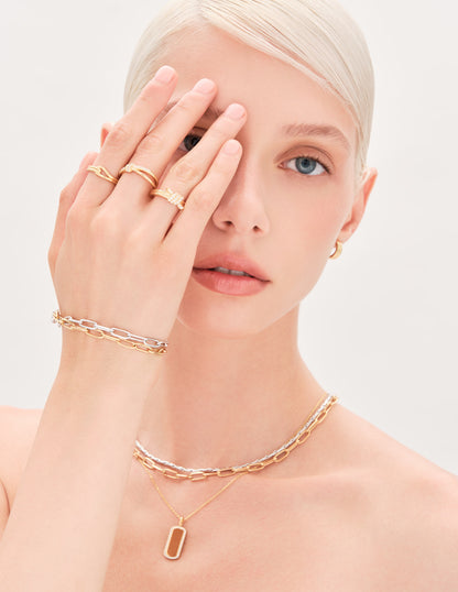 Knife Edge Link Chain Necklace In Gold