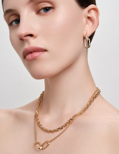 Knife Edge Cable Chain Necklace In Gold